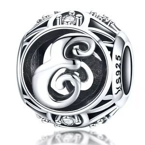 925 Sterling Silver Charm E